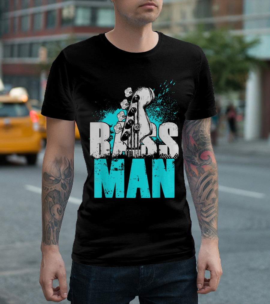 Bass Man Bass Guitar Headstock Musician T-Shirt