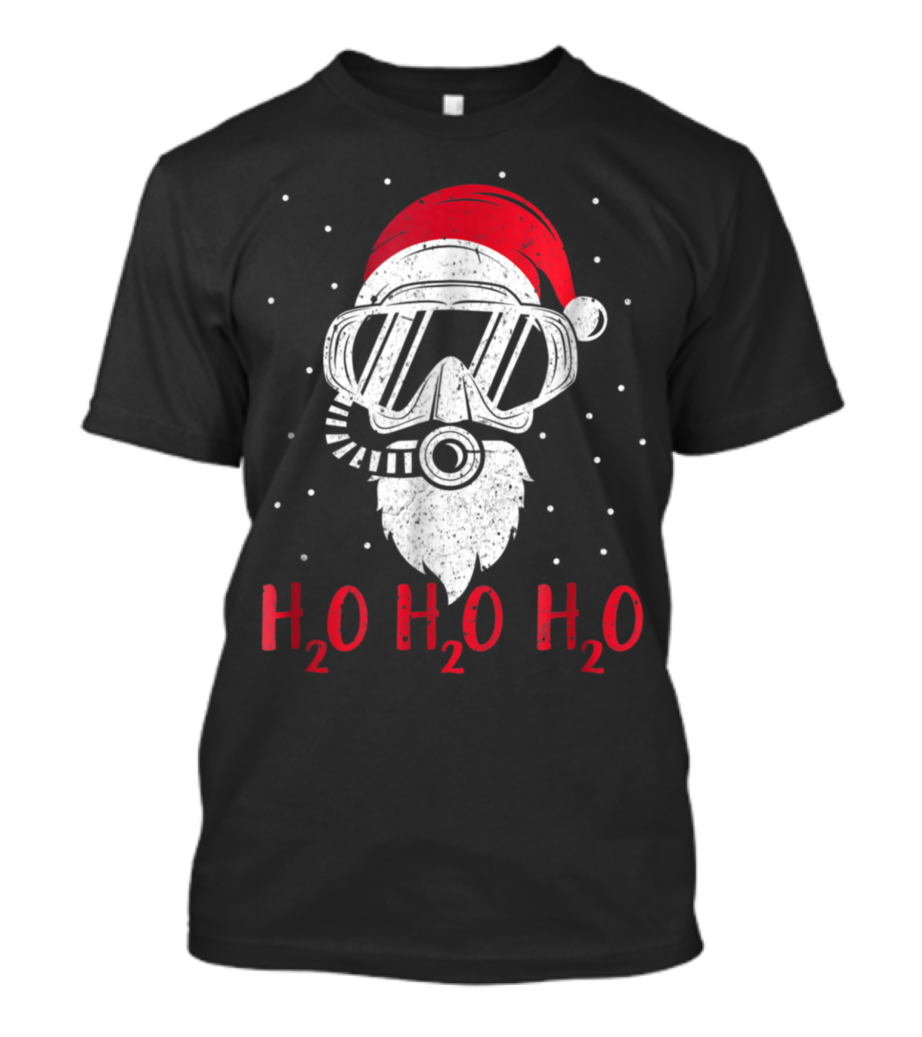 Santa Claus Diving With Scuba Mask H2O Christmas T-Shirt