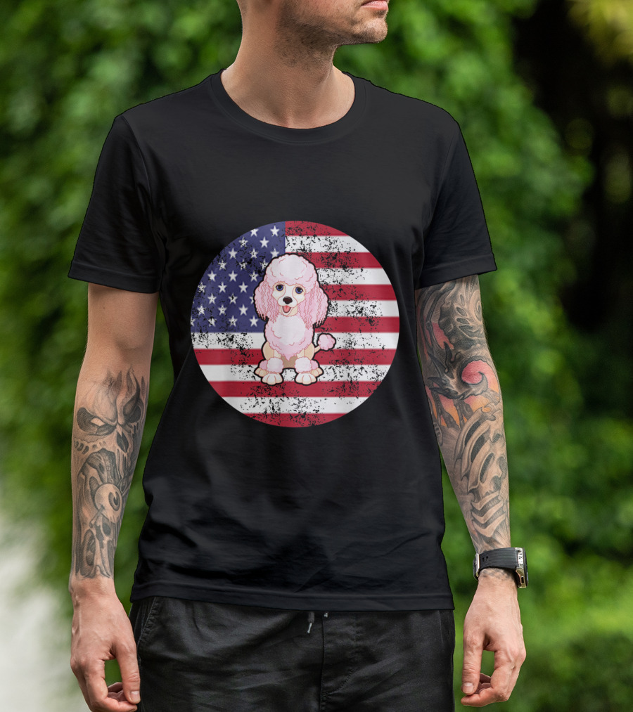 American Flag Poodle 4th Of July Idea T-Shirt
