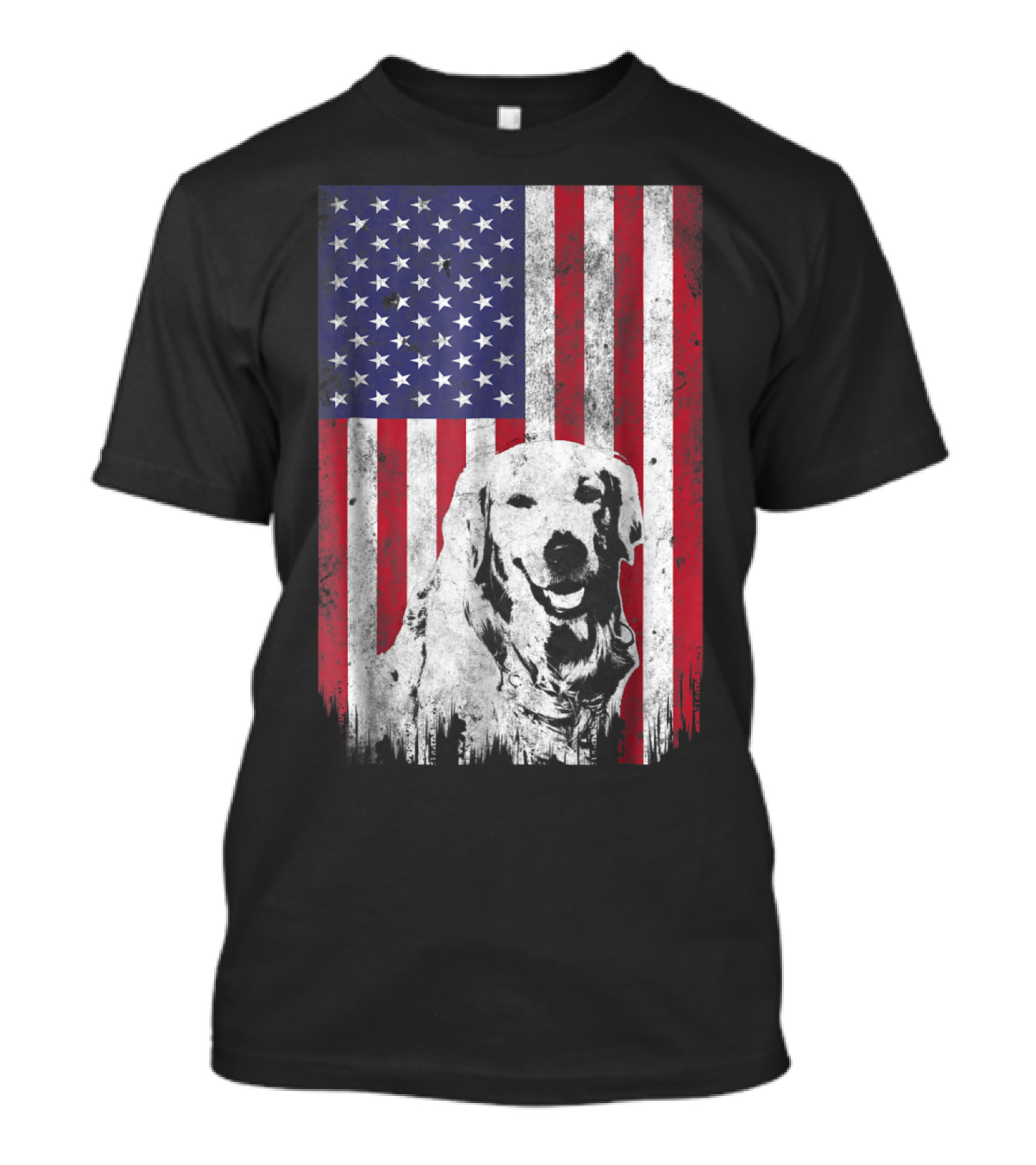 Golden Retriever With American Flag Patriotic 4th Of July T-Shirt