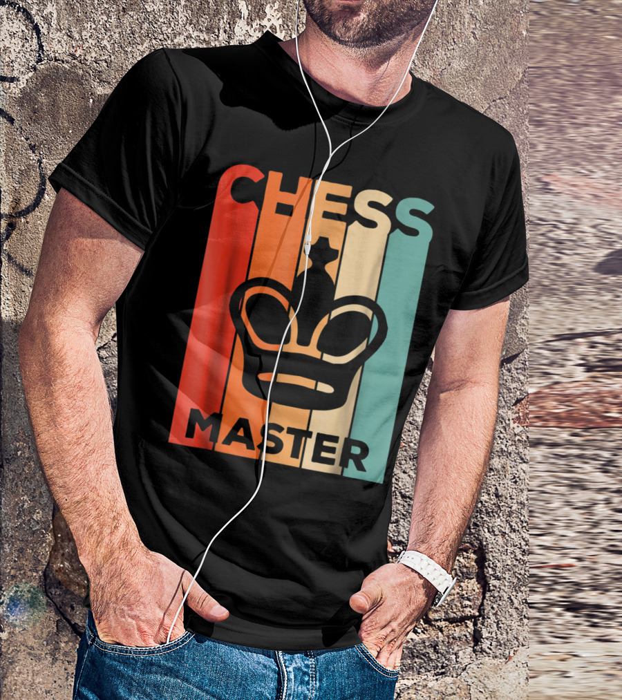 Chess Master Retro Style King Crown Icon Color Stripes T-Shirt
