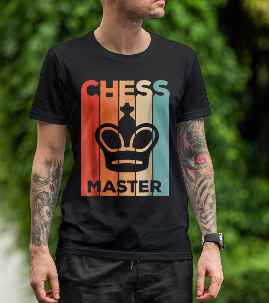 Chess Master Retro Style King Crown Icon Color Stripes T-Shirt