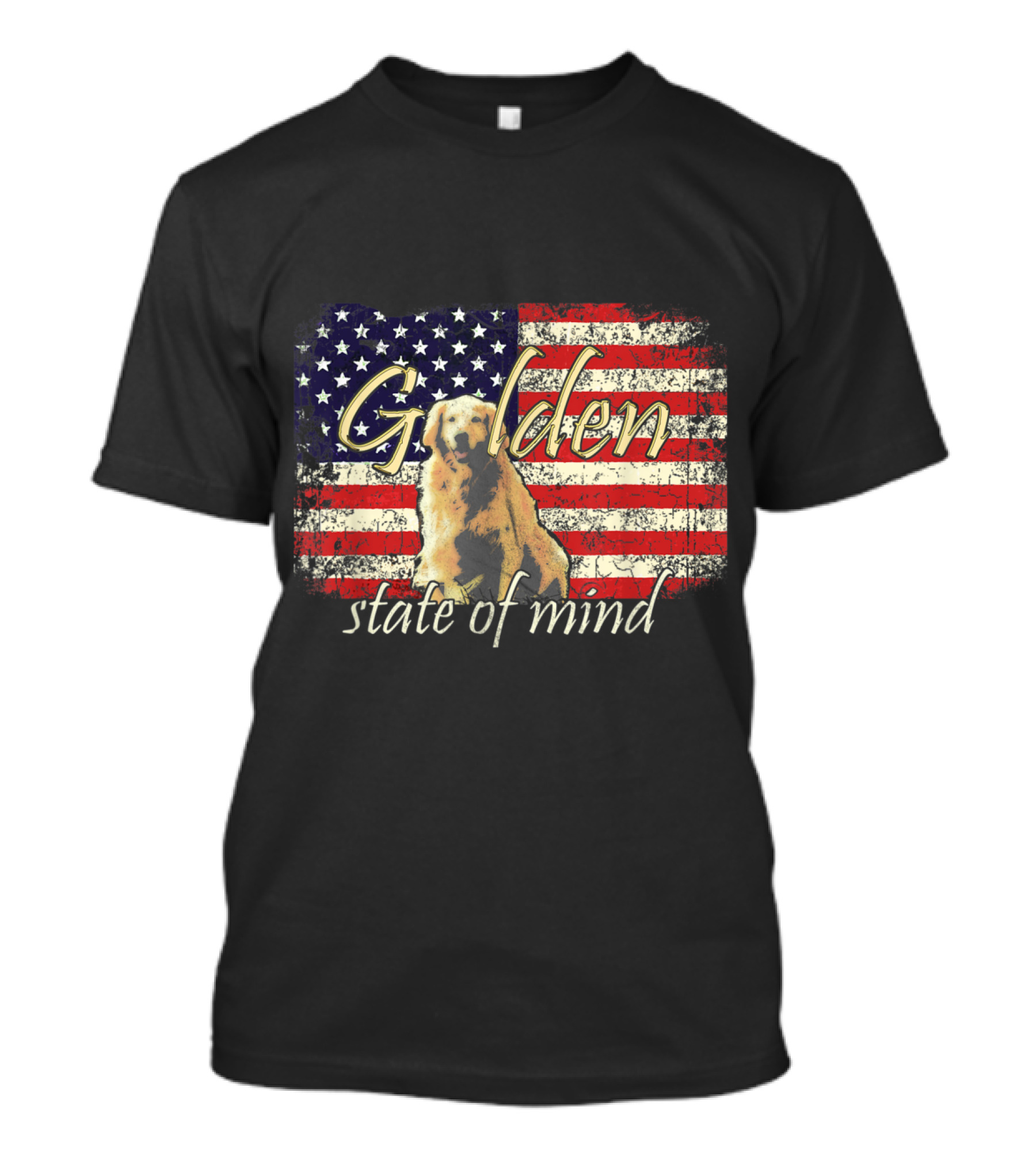 Golden Retriever State Of Mind American Flag Fourth Of July T-Shirt