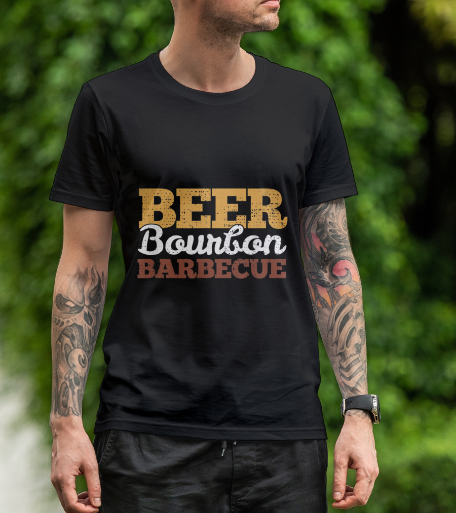 Beer Bourbon Barbecue Enthusiast BBQ Lover T-Shirt