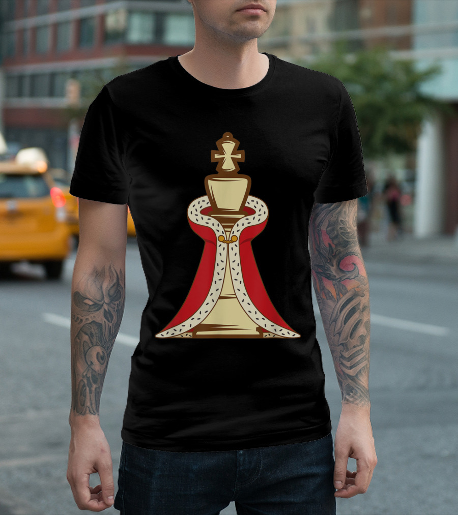 King Chess Piece Wearing Royal Red Cape Iconic T-Shirt