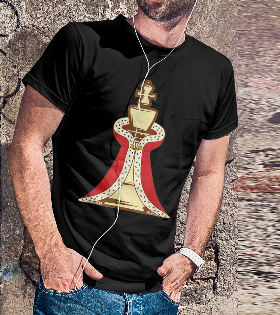 King Chess Piece Wearing Royal Red Cape Iconic T-Shirt