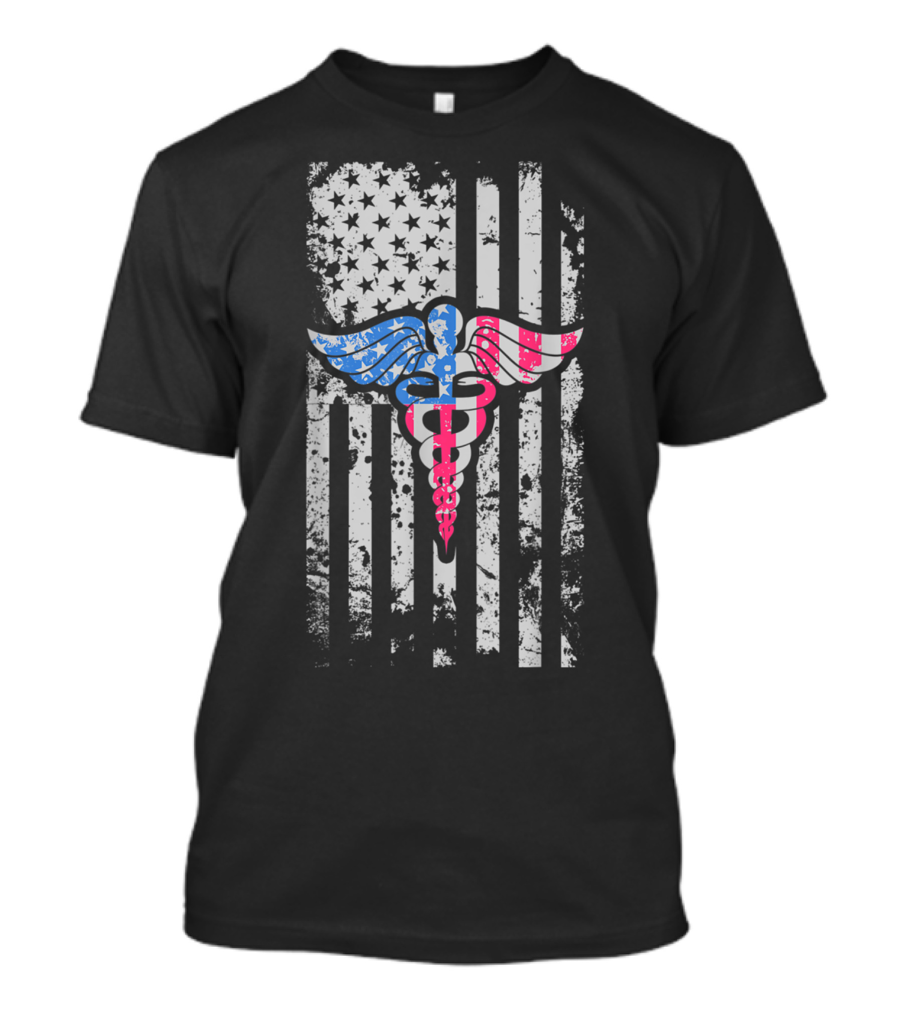 Patriotic 4th Of July Nursing American Flag Caduceus T-Shirt