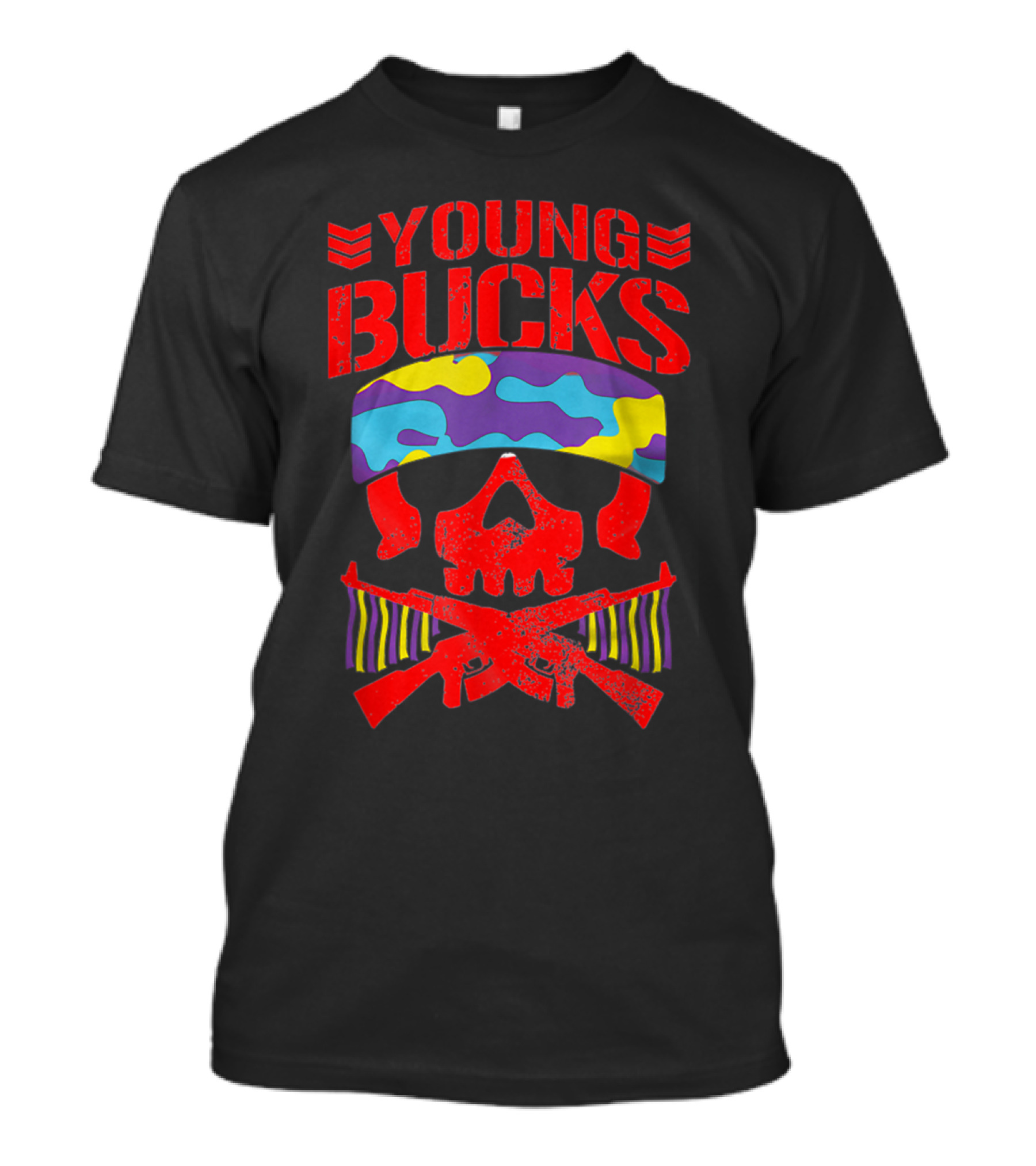 Young Bucks Skull Crossbones Camouflage Headband Graphic BCOG Team T-Shirt