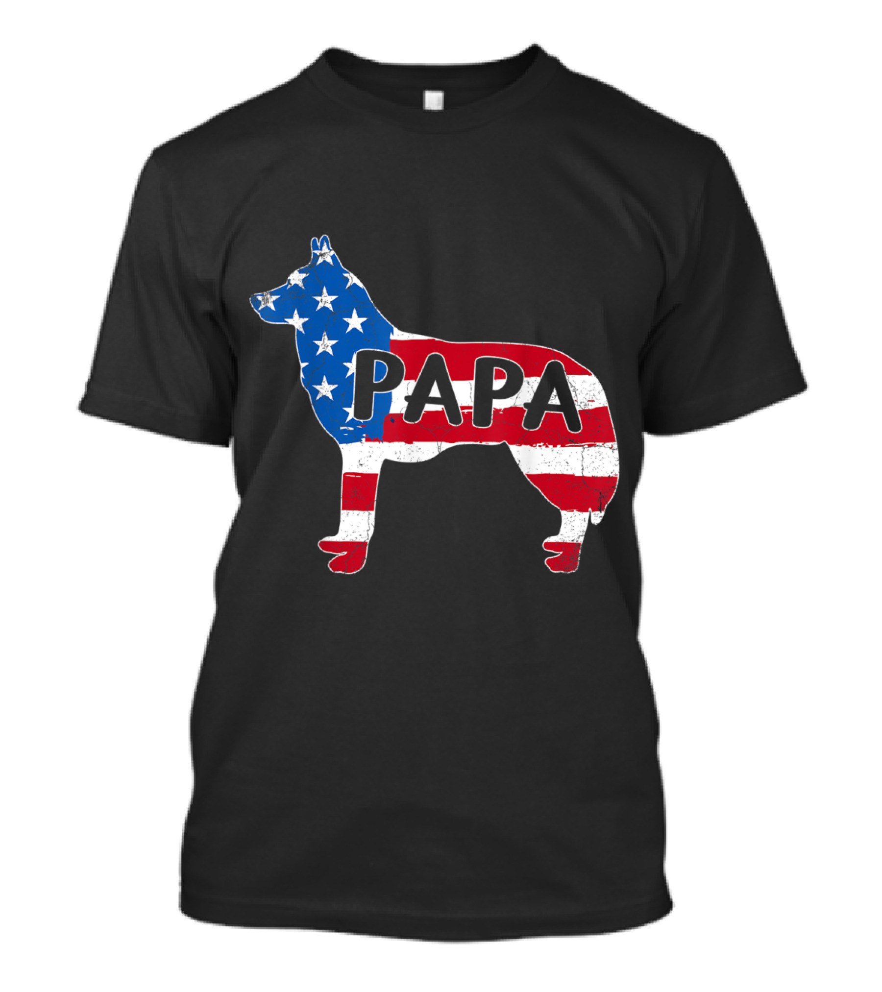 PaPa Husky Dog American Flag Silhouette 4th Of July T-Shirt