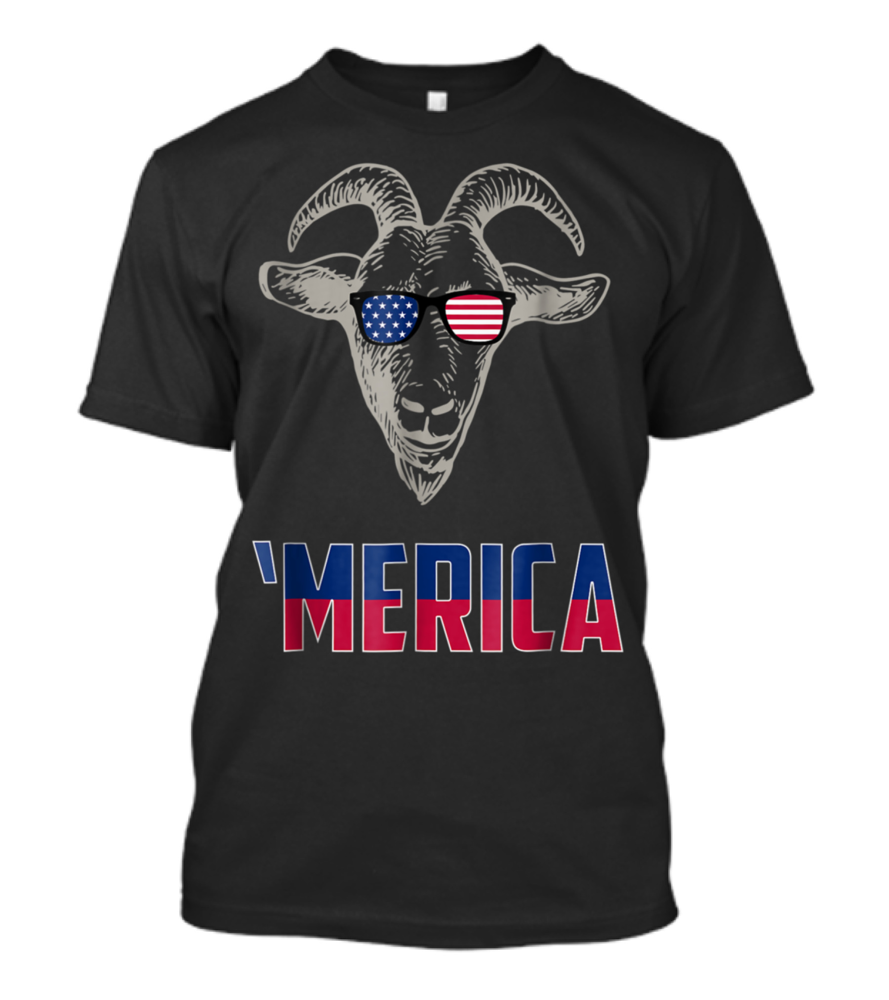 Patriotic Goat With American Flag Shades 'Merica 4th Of July T-Shirt
