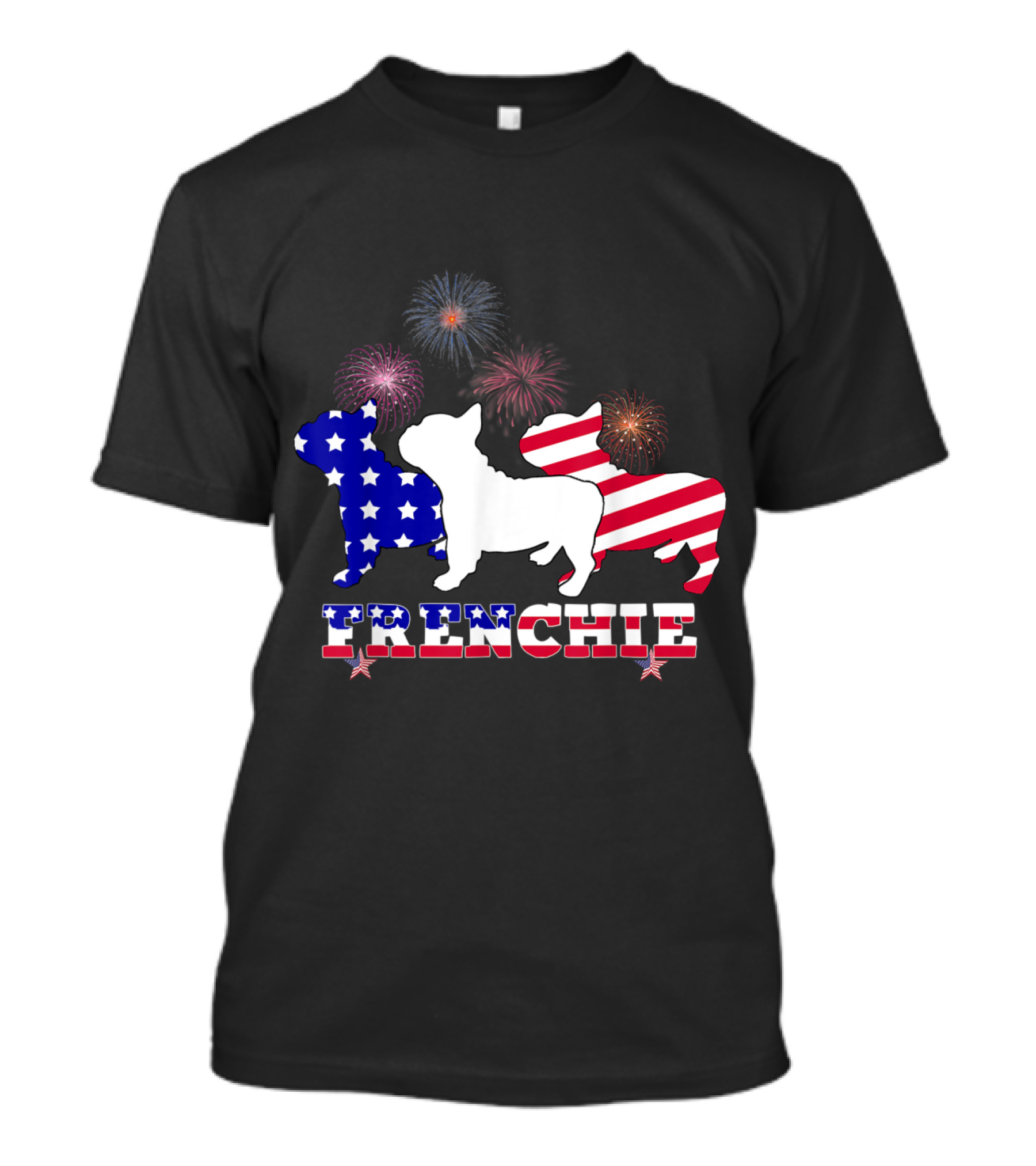 Frenchie Patriotic Fireworks French Bulldog 4th Of July T-Shirt