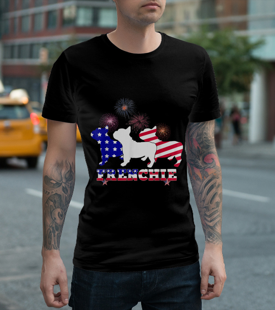 Frenchie Patriotic Fireworks French Bulldog 4th Of July T-Shirt
