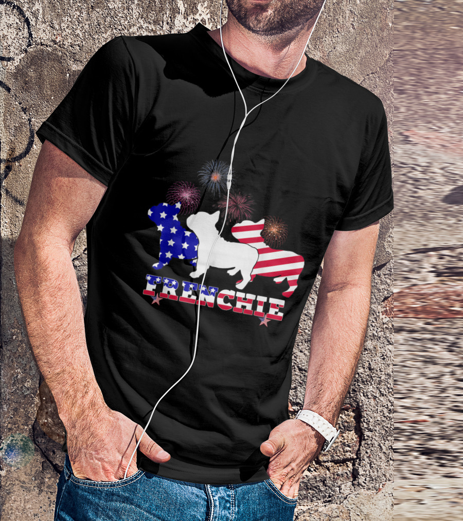 Frenchie Patriotic Fireworks French Bulldog 4th Of July T-Shirt