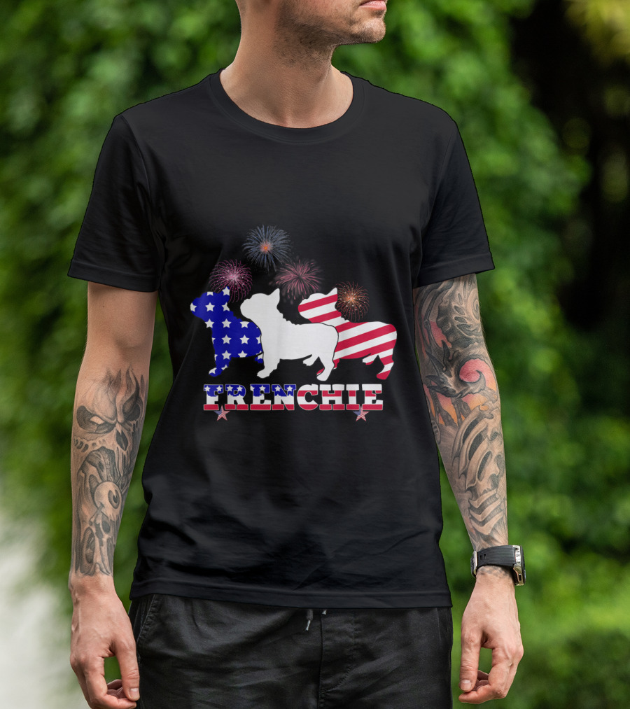 Frenchie Patriotic Fireworks French Bulldog 4th Of July T-Shirt