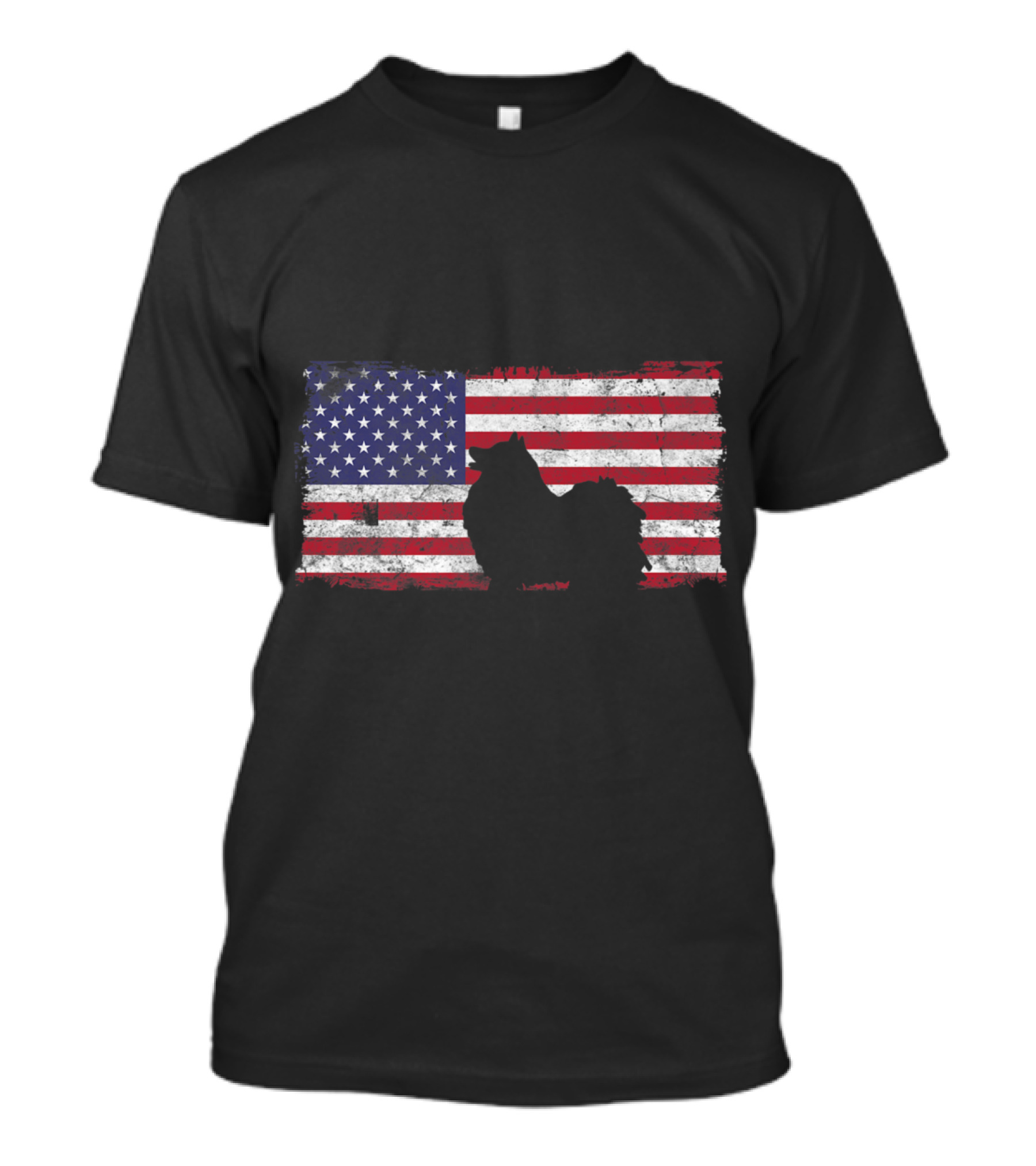 American Flag 4th Of July Pomeranian Dog Silhouette Patriotic T-Shirt