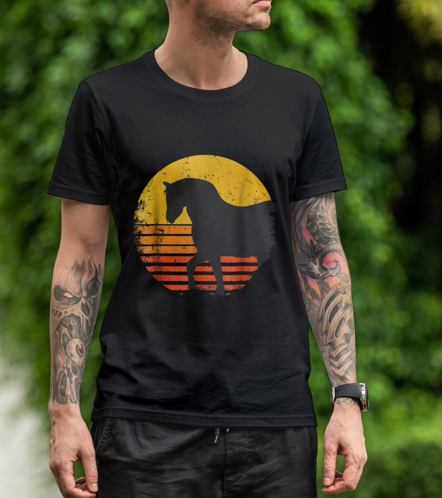 Vintage Horse Silhouette Retro Sunset Horses Lover T-Shirt