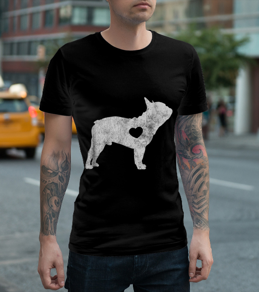 French Bulldog Heart Love Frenchie Dog T-Shirt