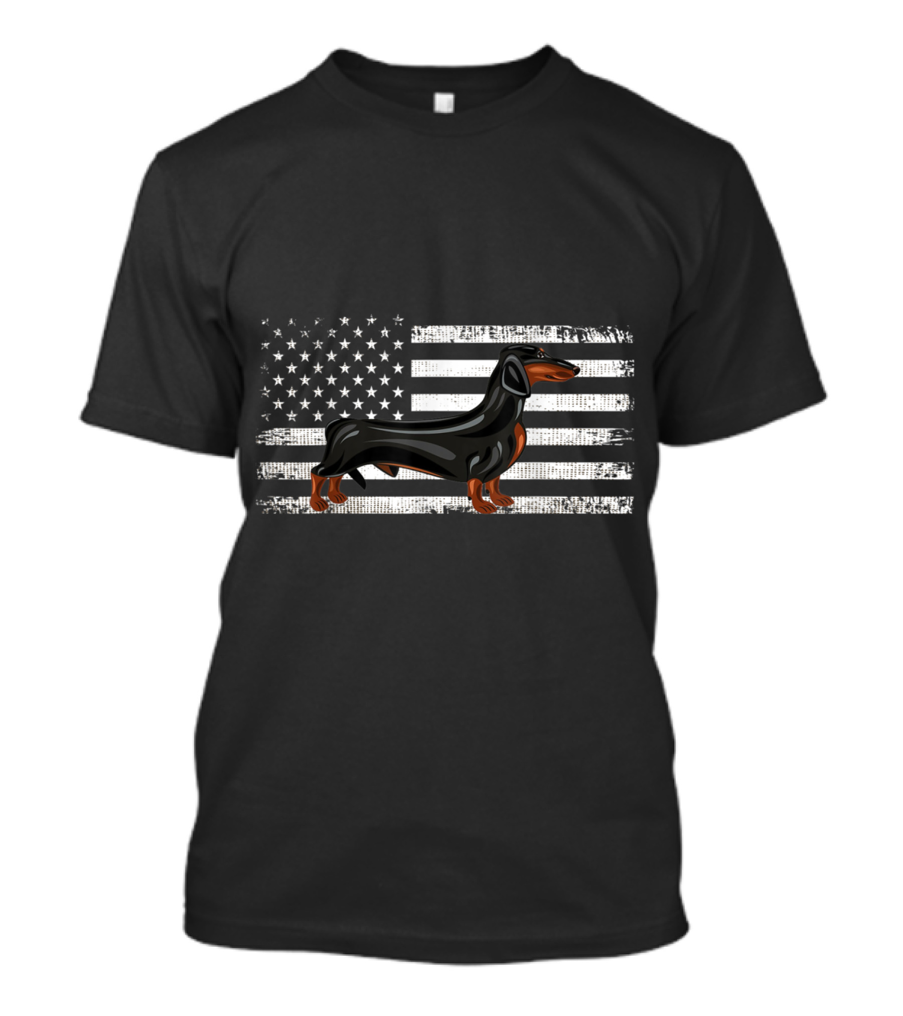 Dachshund With American Flag For 4th Of July T-Shirt