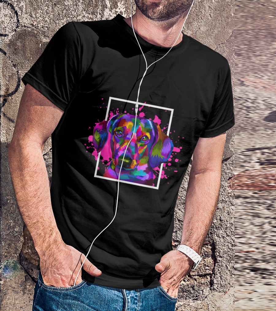 Colorful Dachshund Dog Animal Lover Pet Dog Breed Vibrant Splash T-Shirt