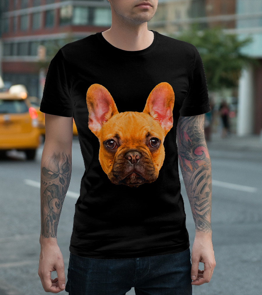 French Bulldog Face Portrait with Text French Bulldo T-Shirt