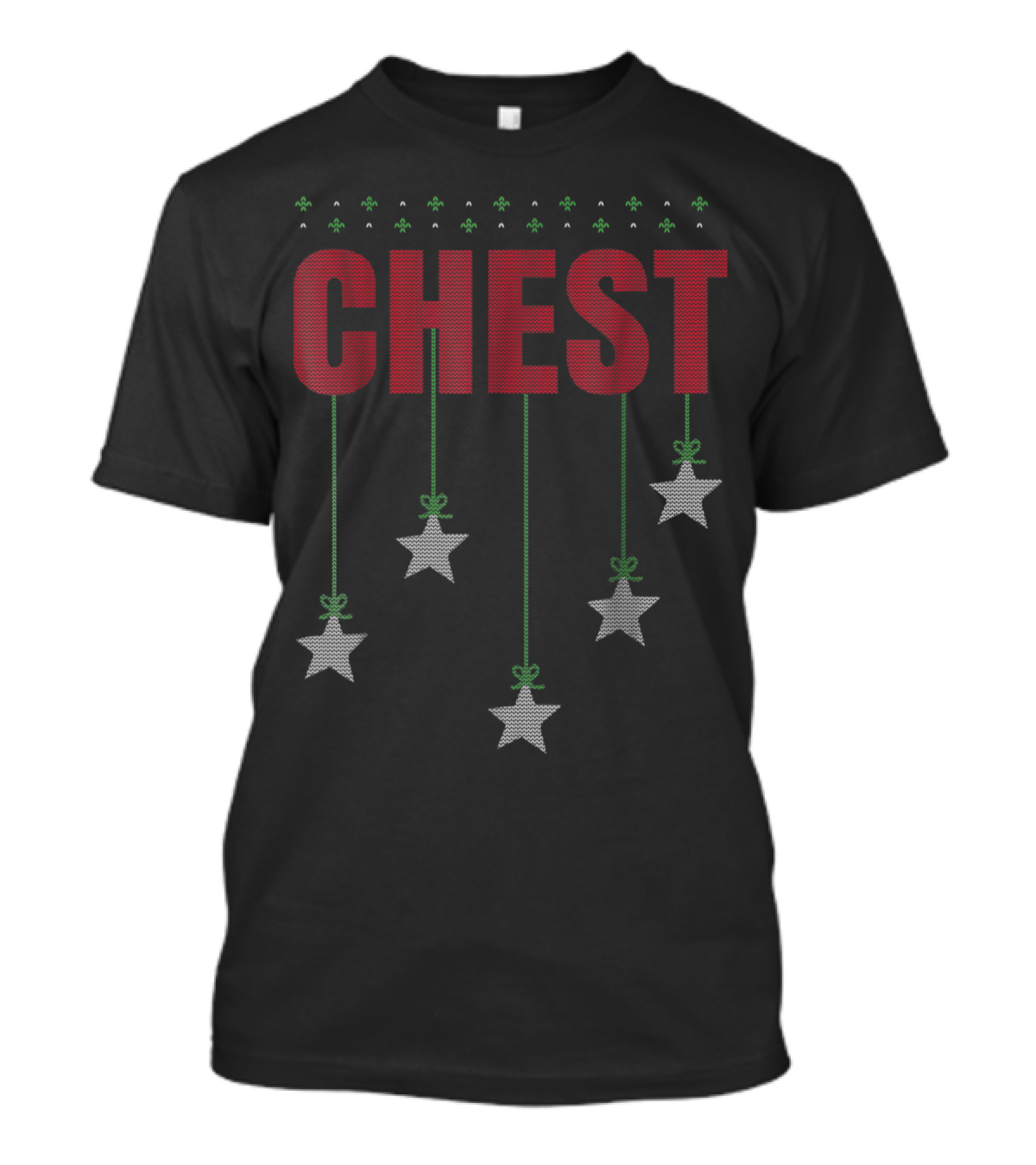 Chest Holiday Stars Hanging Festive T-Shirt