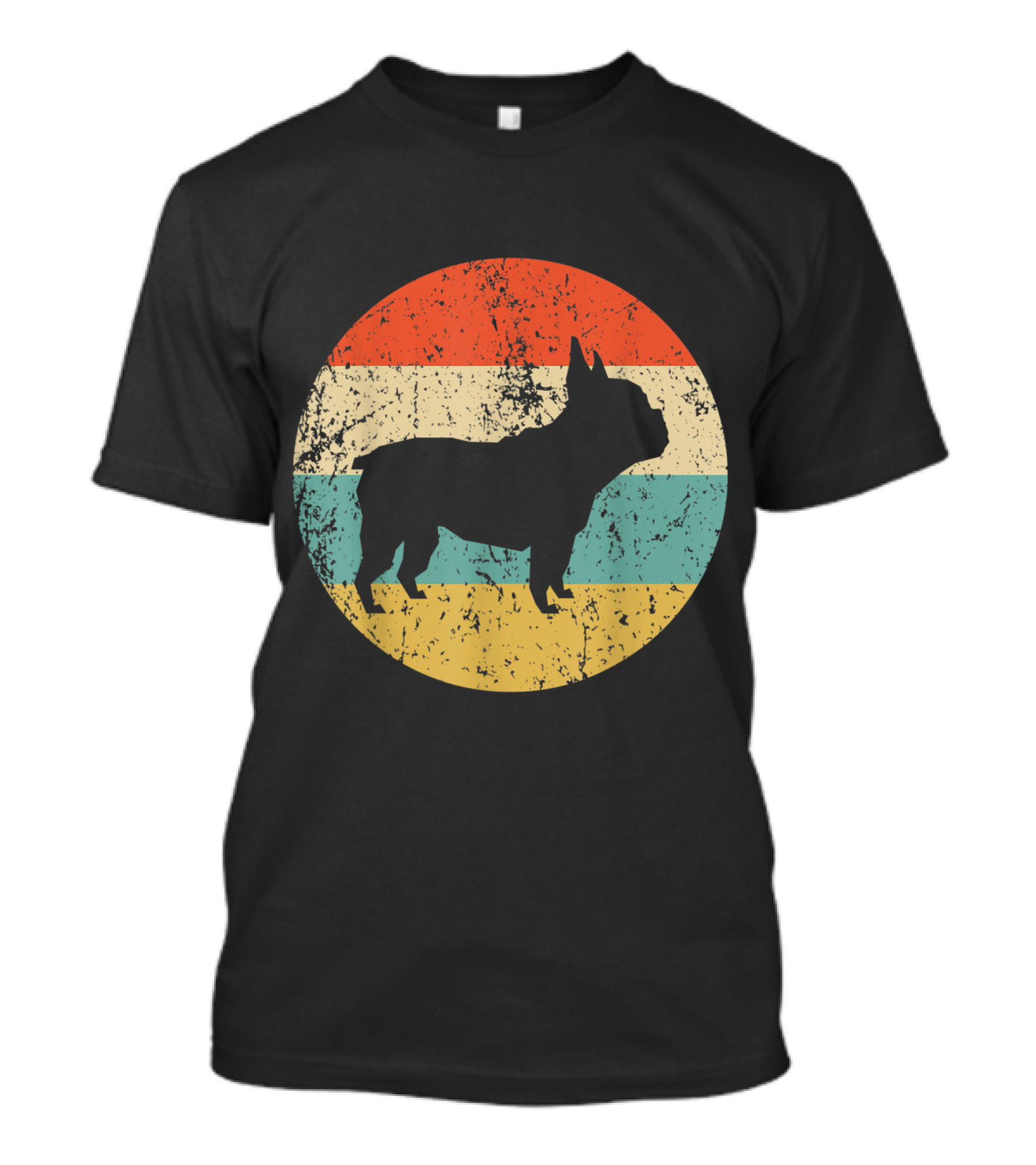 Retro Vintage French Bulldog Silhouette Circle T-Shirt