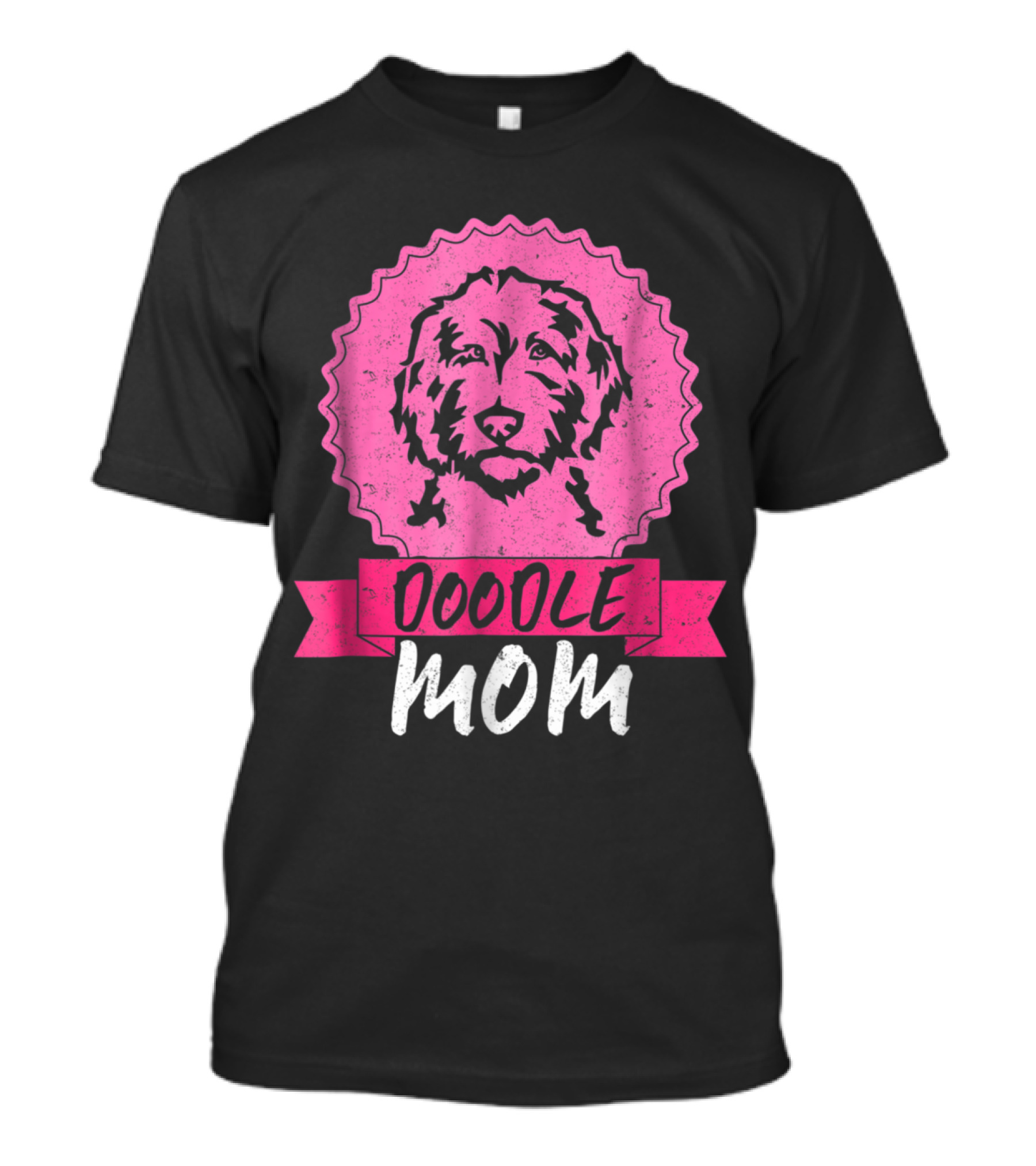 Doodle Mom Lover Pink Golden Poodle Dog Badge T-Shirt