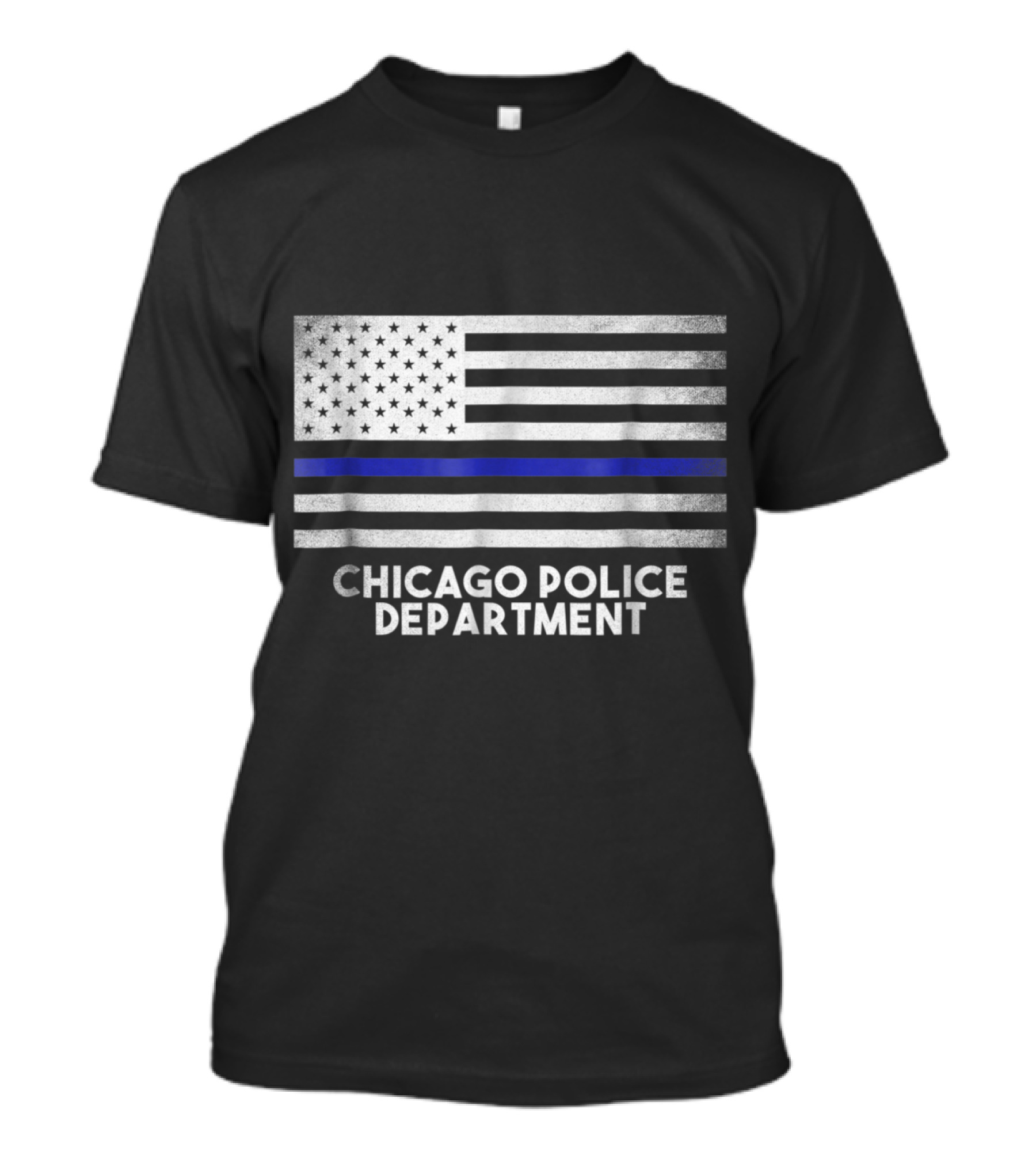 Chicago Police Department Thin Blue Line American Flag T-Shirt