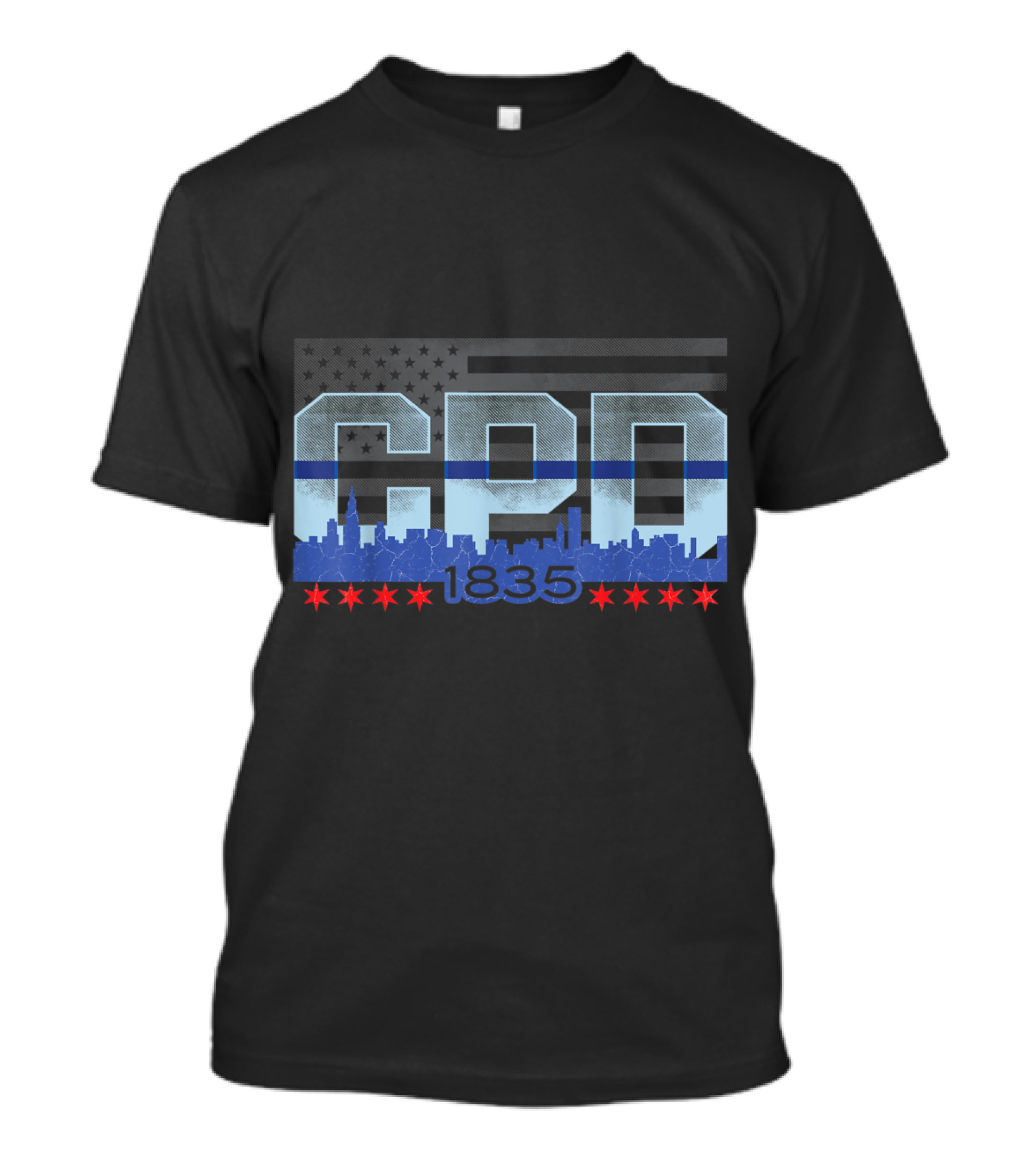 Chicago CPD 1835 Vintage Skyline T-Shirt
