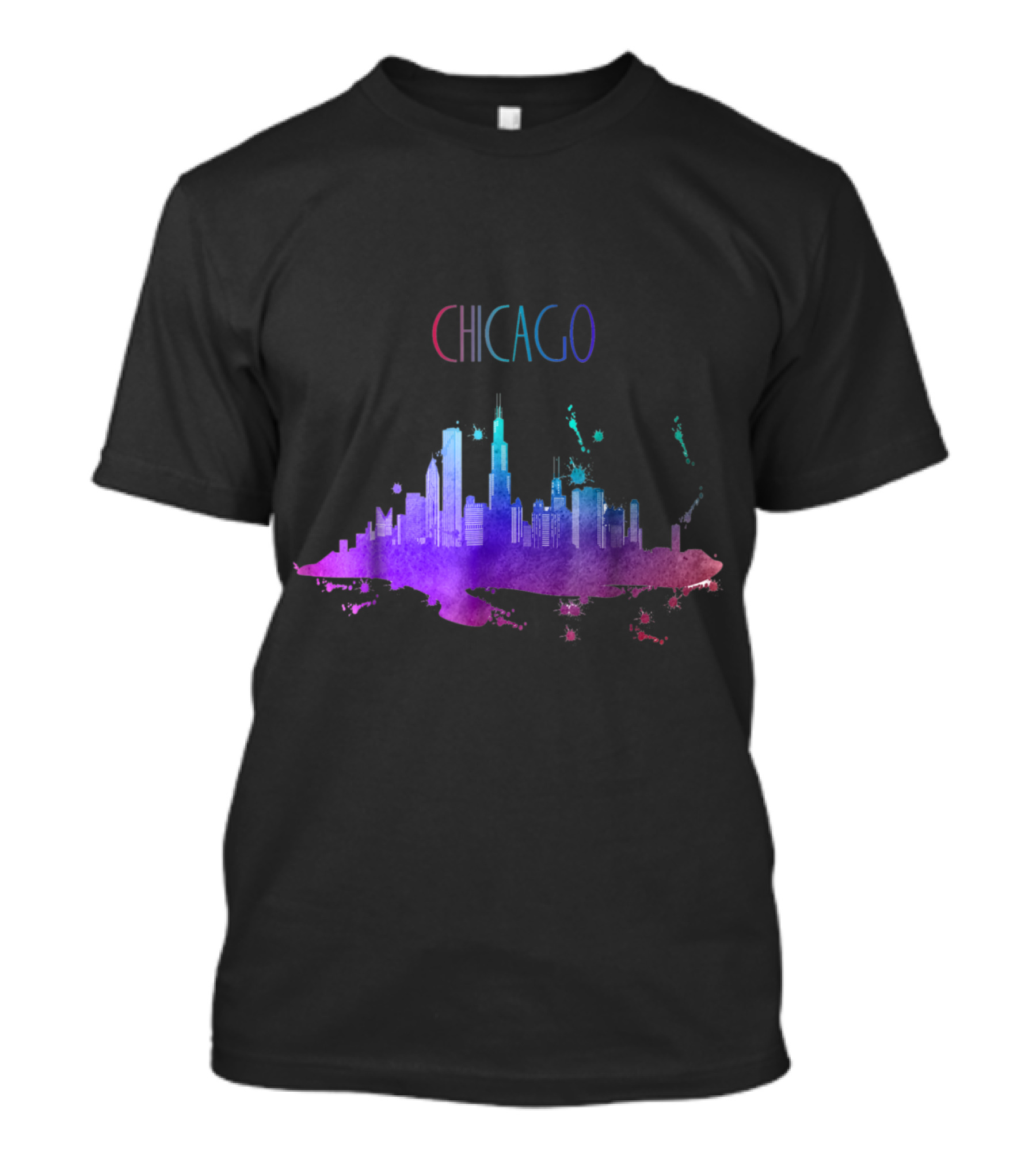 Chicago Colorful Watercolor Skyline Artistry T-Shirt