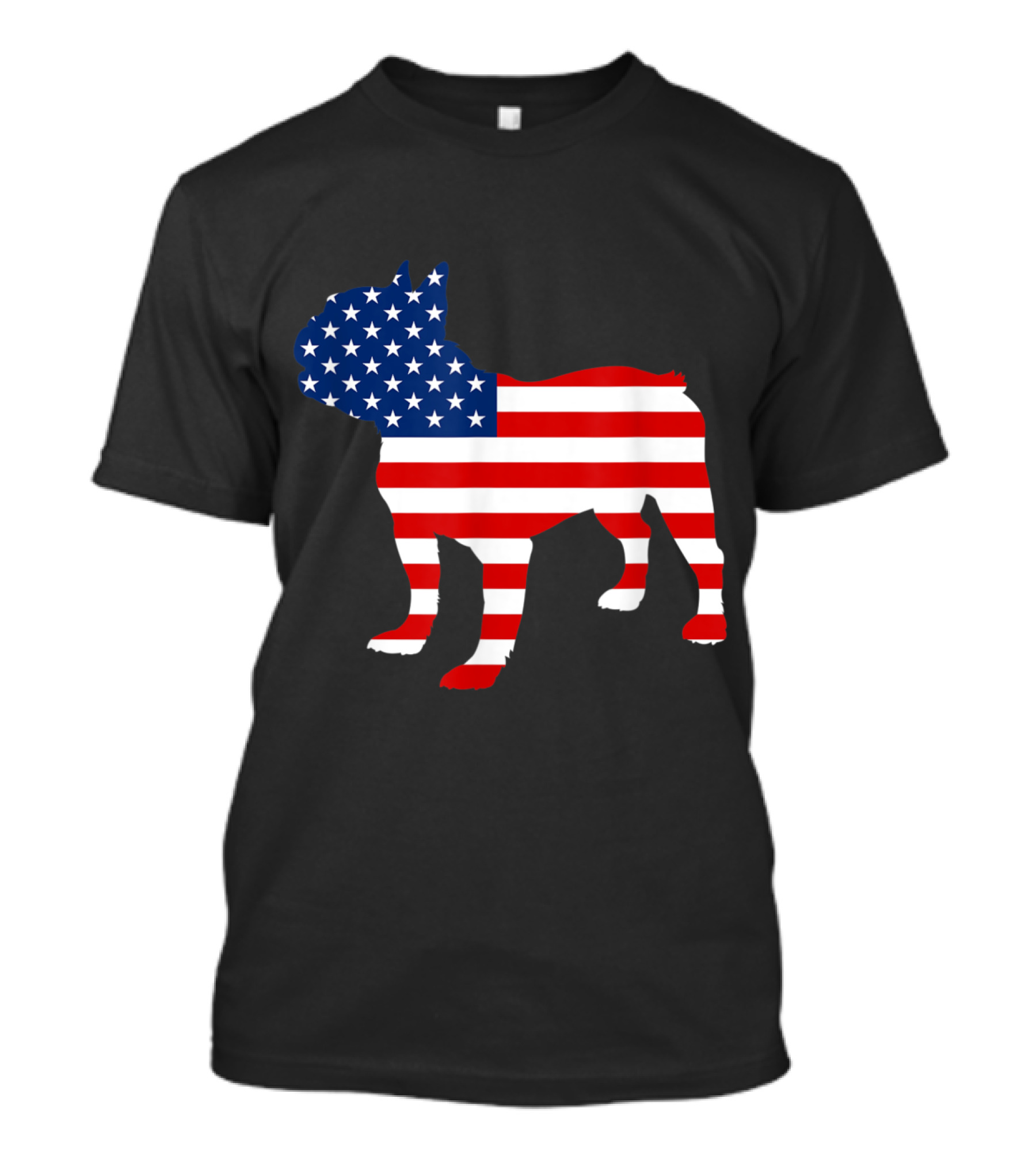 French Bulldog With USA Flag Pattern For 4th Of July T-Shirt