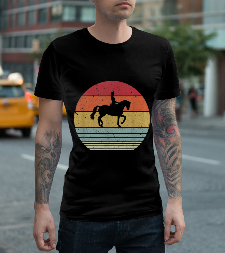 Retro Sunset Horseback Riding T-Shirt