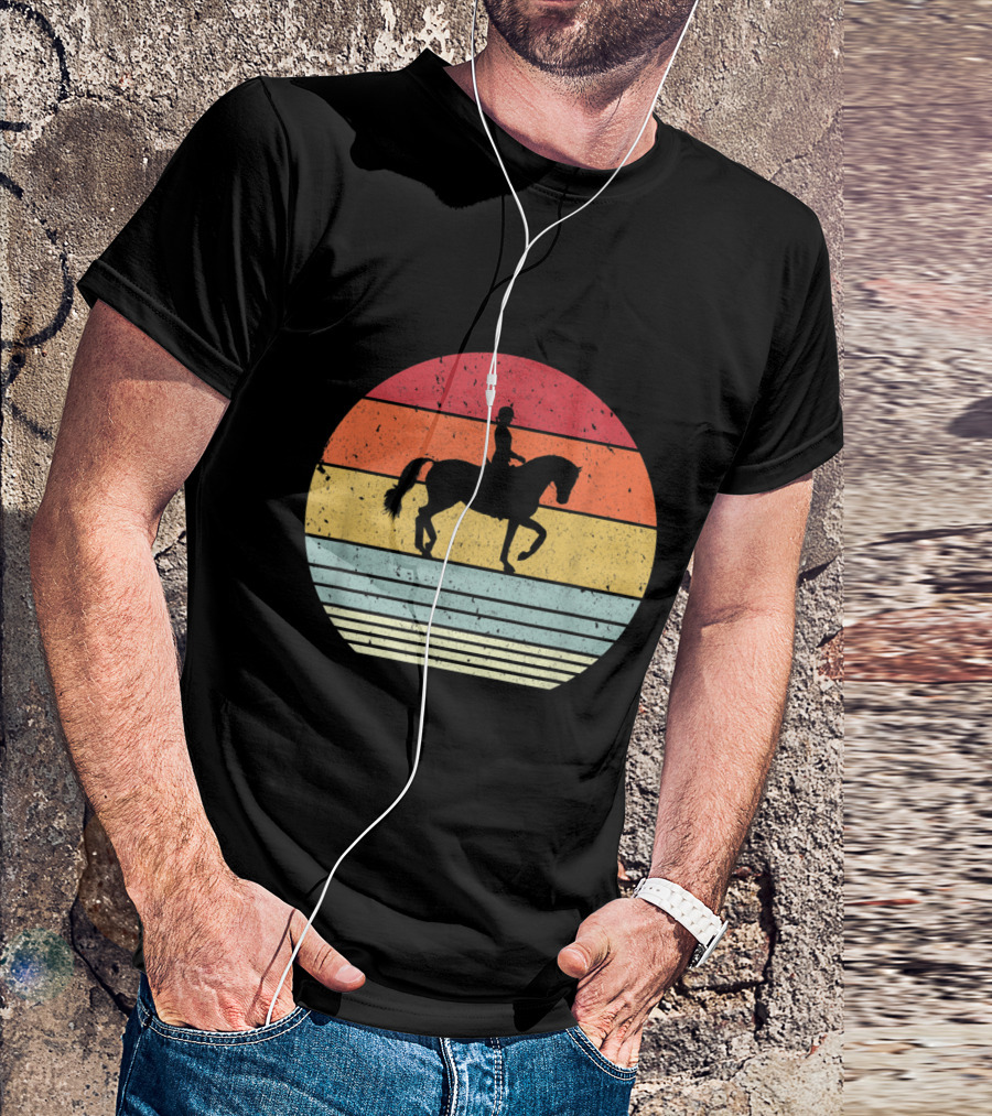 Retro Sunset Horseback Riding T-Shirt