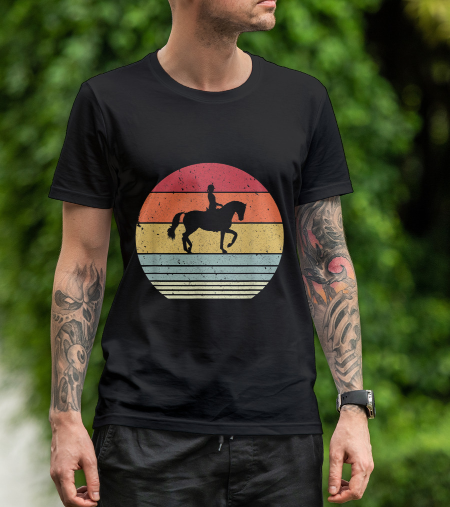Retro Sunset Horseback Riding T-Shirt