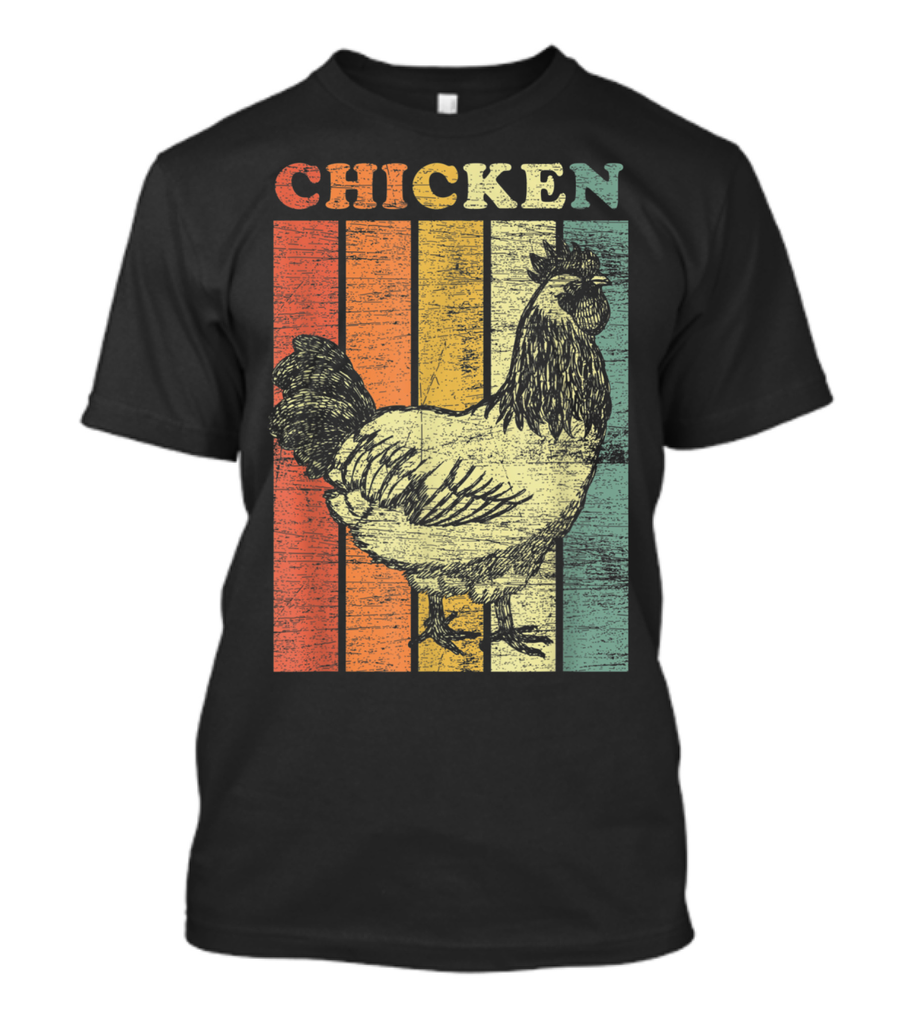Chicken Vintage Style Retro Stripes T-Shirt