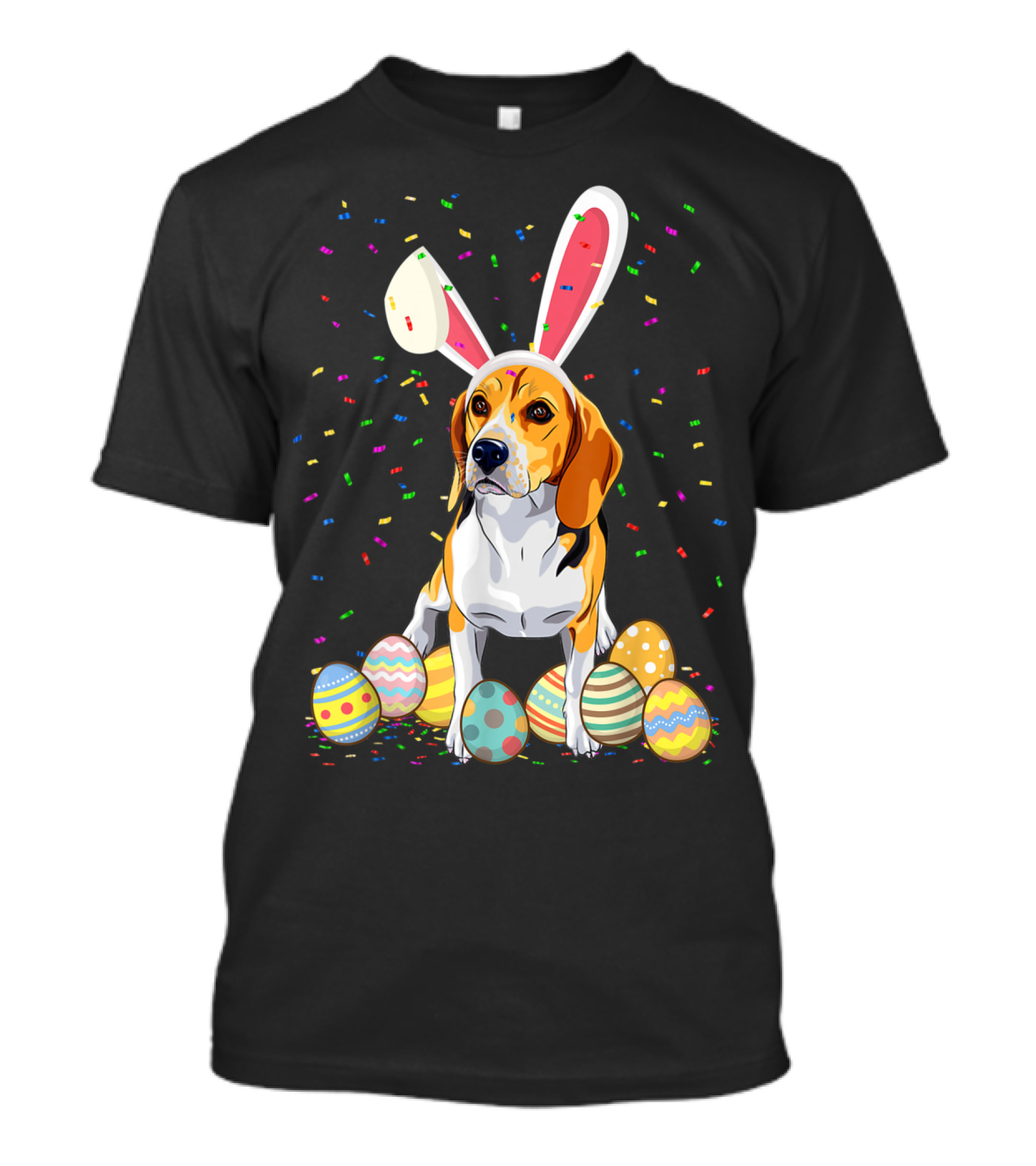Happy Easter Beagle With Bunny Ears And Colorful Easter Eggs T-Shirt