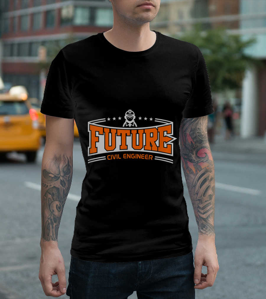 Future Civil Engineer Bold Text With Iconic Hard Hat T-Shirt