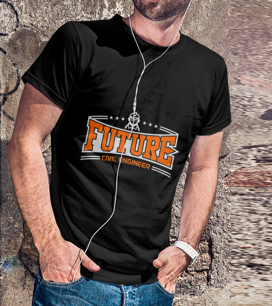 Future Civil Engineer Bold Text With Iconic Hard Hat T-Shirt