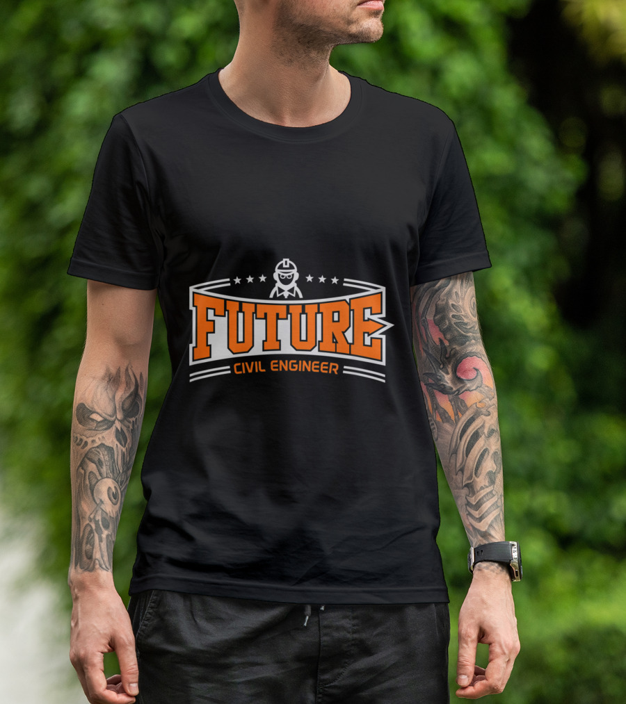 Future Civil Engineer Bold Text With Iconic Hard Hat T-Shirt