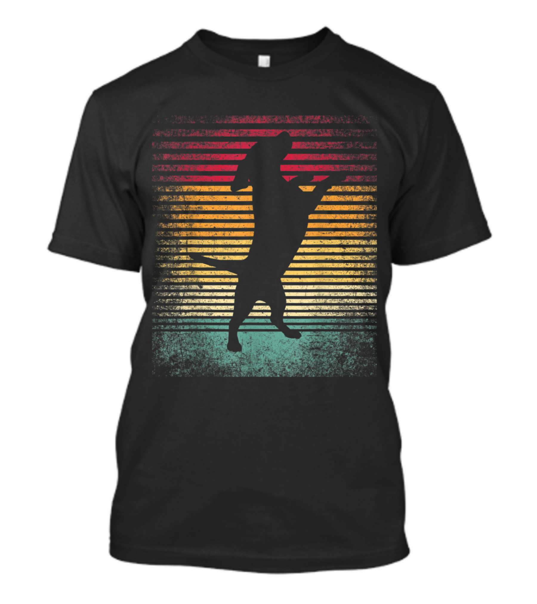 Beagle Dog Silhouette Retro Stripes 70's T-Shirt