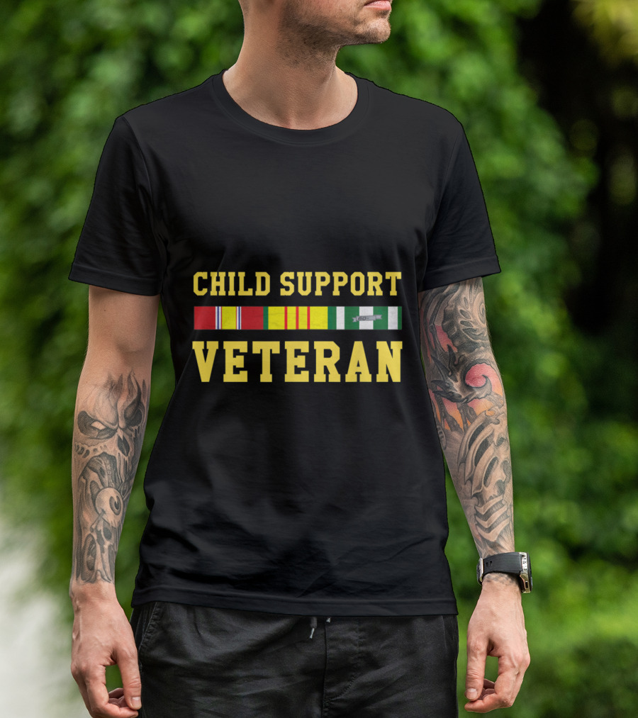 Child Support Veteran With Military T-Shirt