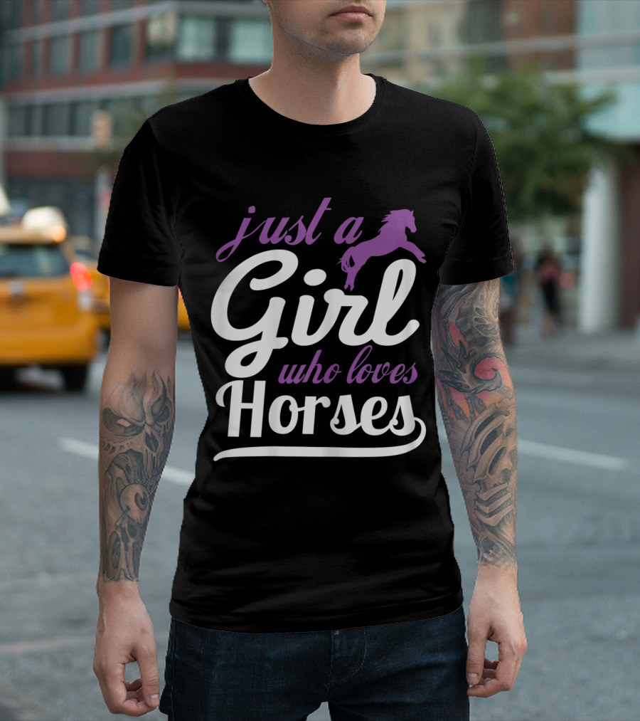 Just a Girl Who Loves Horses with Purple Horse T-Shirt