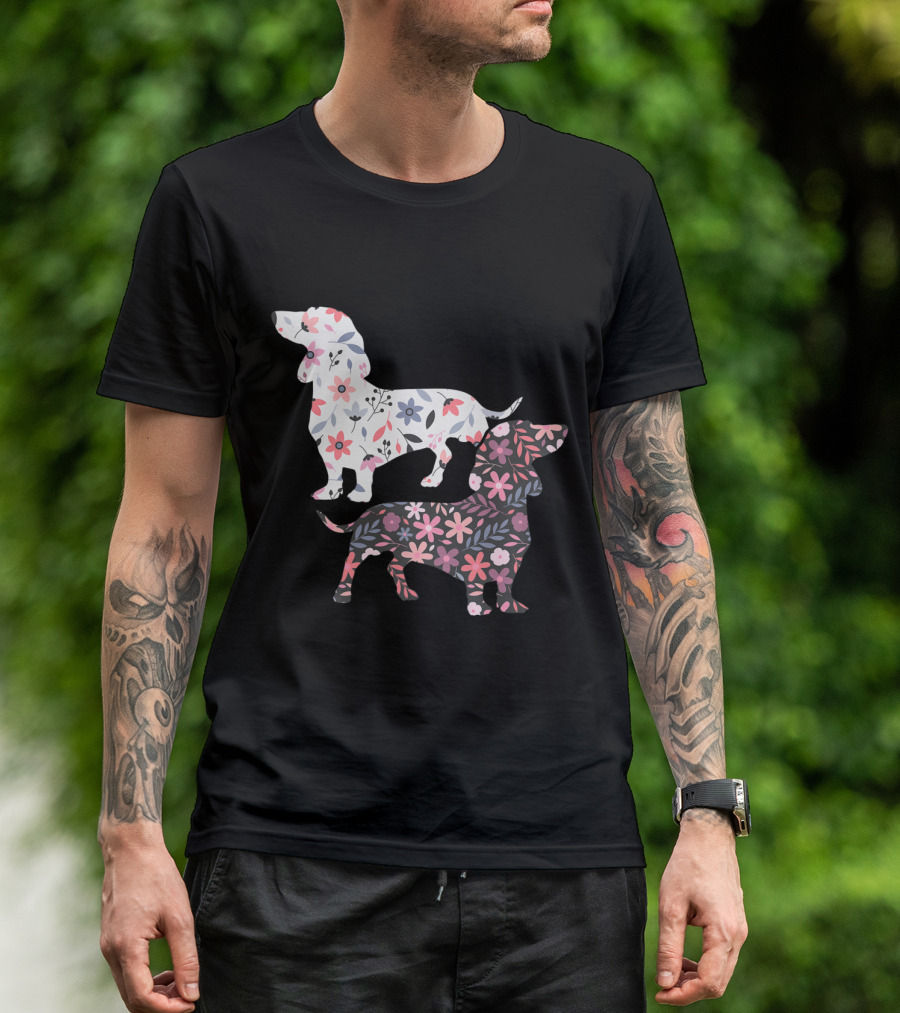 Pet Dog Owner Idea With Floral Patterned Dog T-Shirt