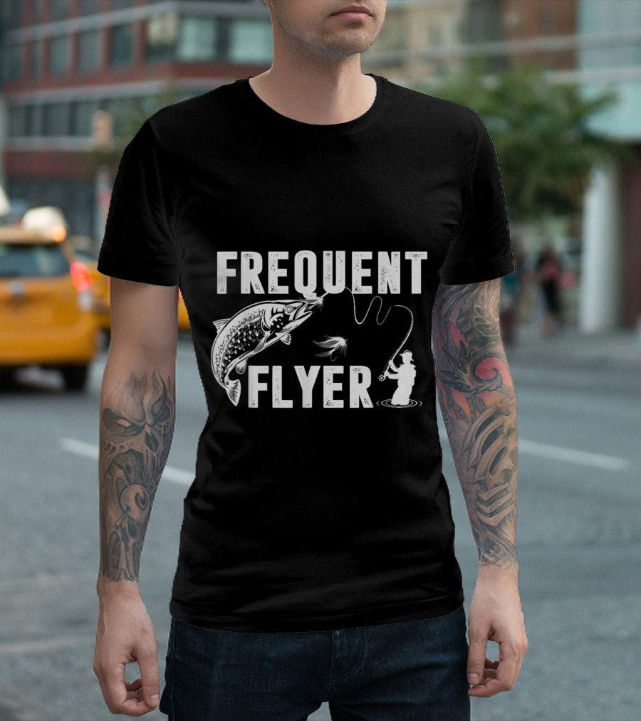 Frequent Flyer Fishing Lures Angler Fly Fisherman T-Shirt