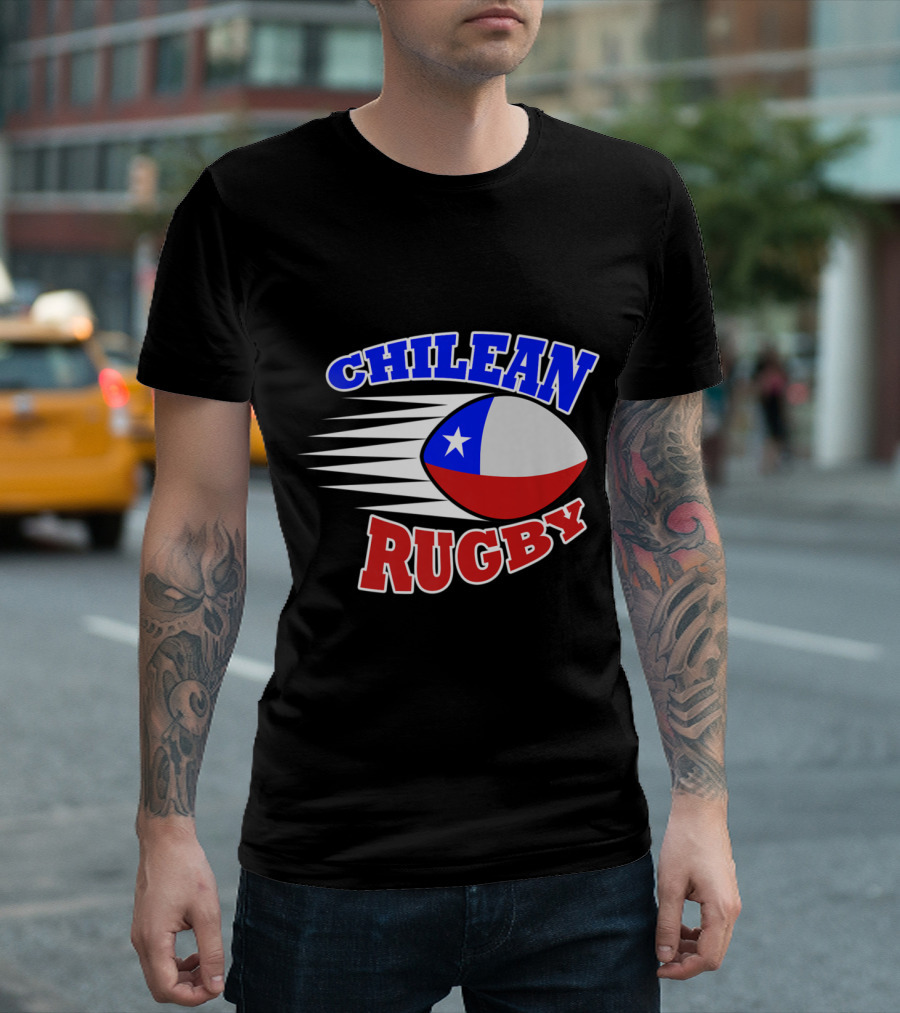 Chilean Flag Rugby Ball Chilean Rugby Sports Player T-Shirt