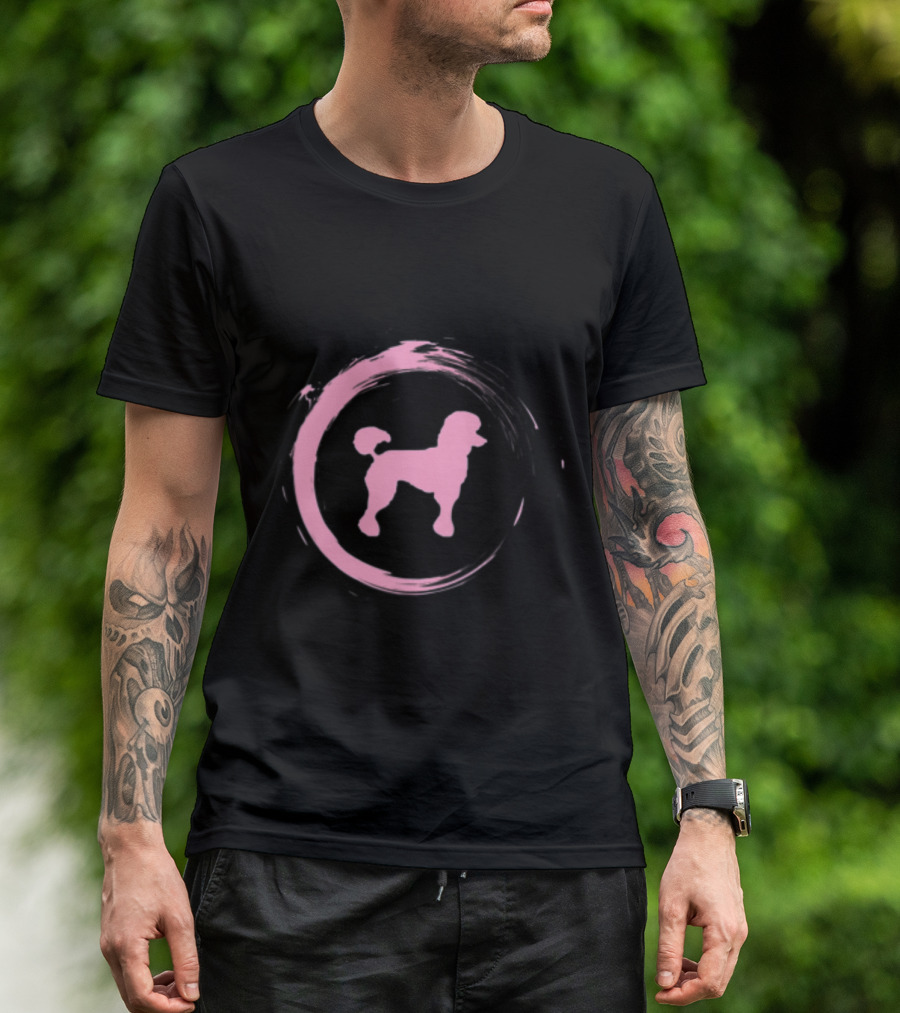 Poodle Dog In Pink Circle Design For Woman And Girl T-Shirt