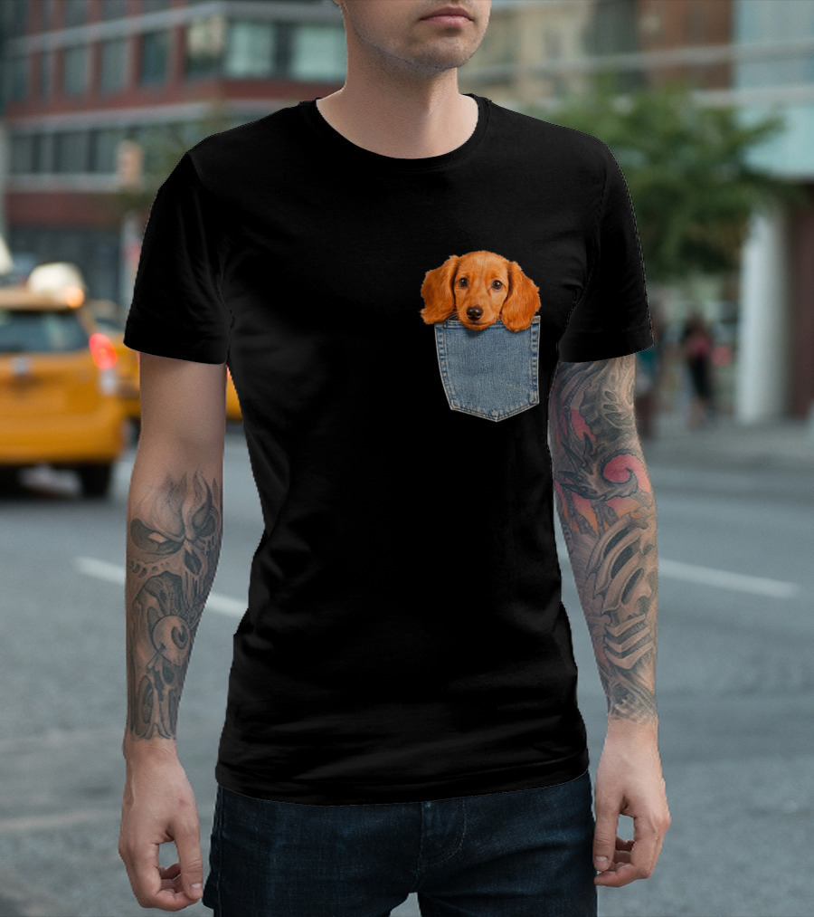 Beagle Dach Puppy in Denim Pocket Cute Dog T-Shirt