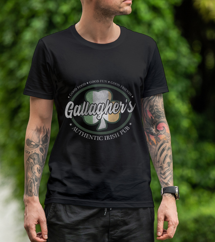 Gallagher's Authentic Irish Pub Good Food Good Fun Good Friends Shamrock T-Shirt
