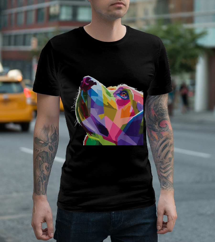 Labrador Dog's Head In Vibrant Geometric Colors T-Shirt