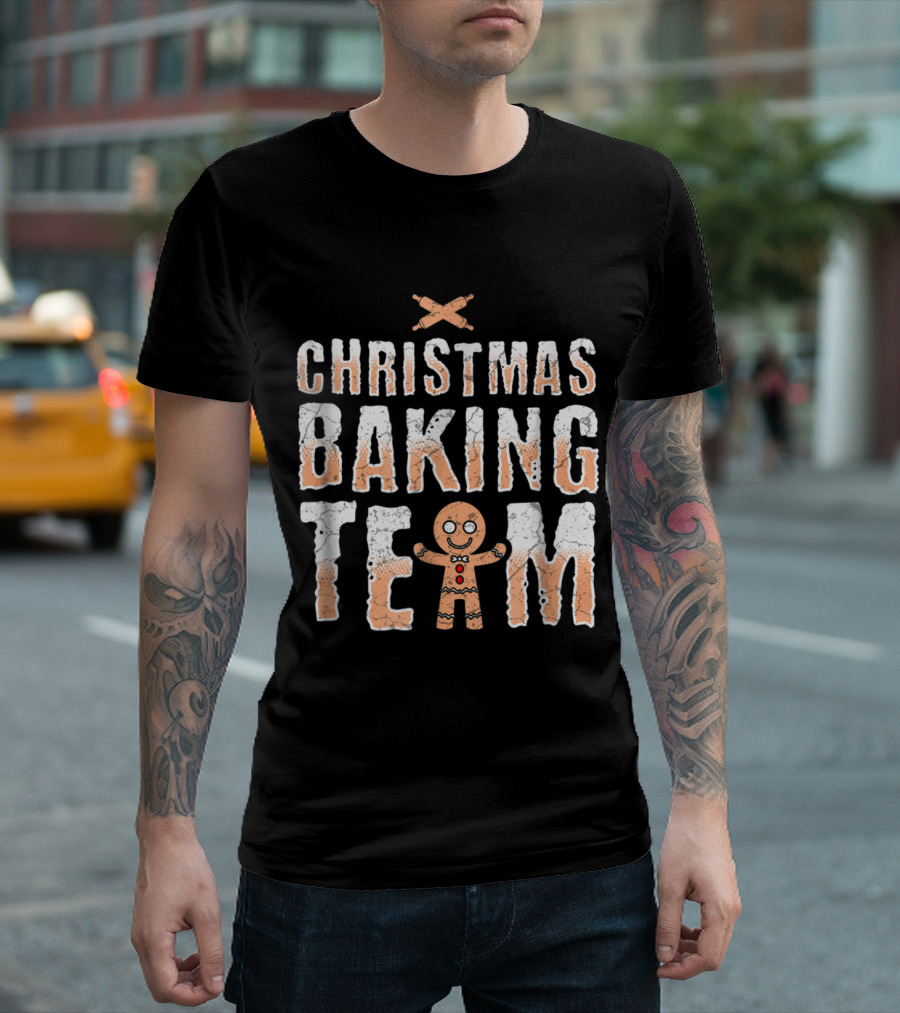 Christmas Baking Team Festive Gingerbread Fun with Rolling Pin T-Shirt